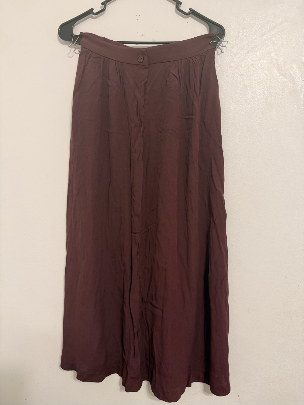 Mango Button-Front Burgundy Maxi Skirt